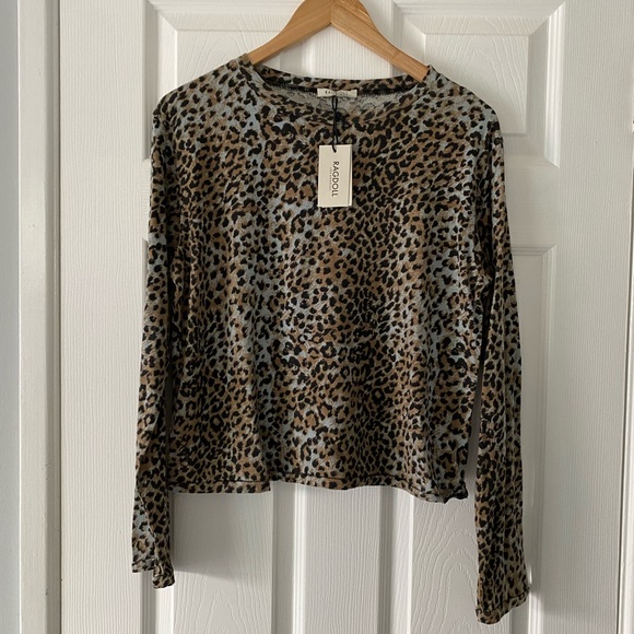 NWT RAGDOLL LA Long Sleeve Crop Tee in Leopard - Picture 2 of 6